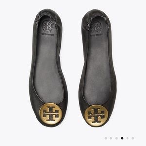 Tory Burch Minnie Travel Flat Black & Gold 8